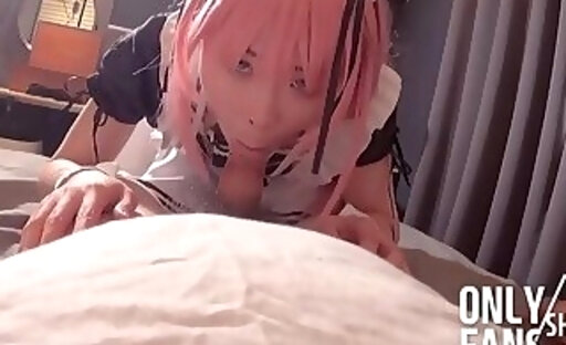 bocchi a rock valentain maid cosplayer covered cock in
