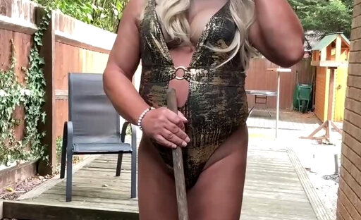Kellycd2022 in gold swimsuit and heels