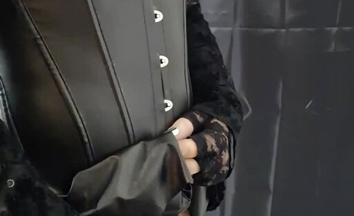 Torn pantyhose and leather heels