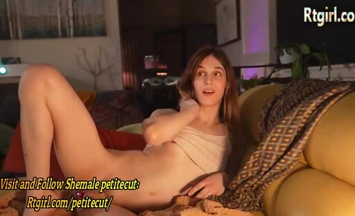 petite american shemale cutie with natural boobs and sexy feet legs strokes her small cock