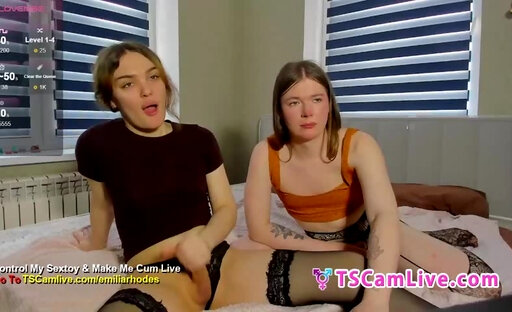 Sexy Shemale in Stockings Teases with Tgirlfriend  Part 8