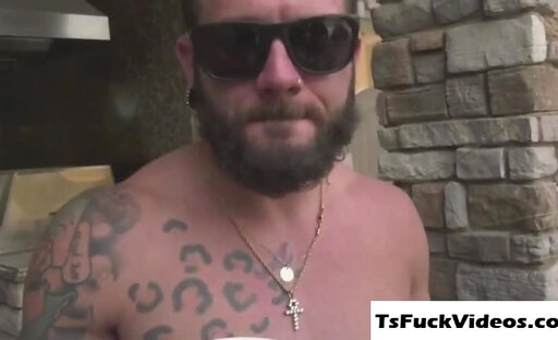 Stunning TS hotties indulge in anal group fun in a pool p