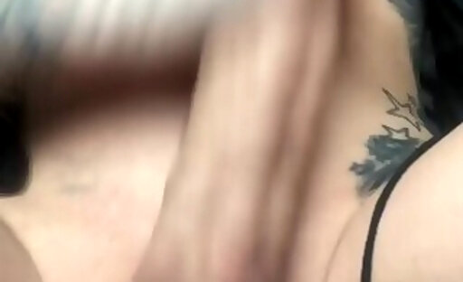 Tatted girl jerking off
