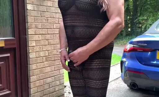 Sexy Crossdresser kellycd2022 in sexy black catsuit and heels