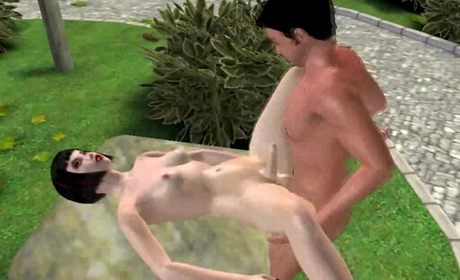 Foxy 3D cartoon shemale babe gets fucked in a park