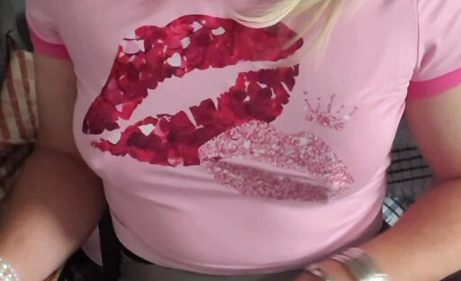 Holly smoking with a skirt bulge