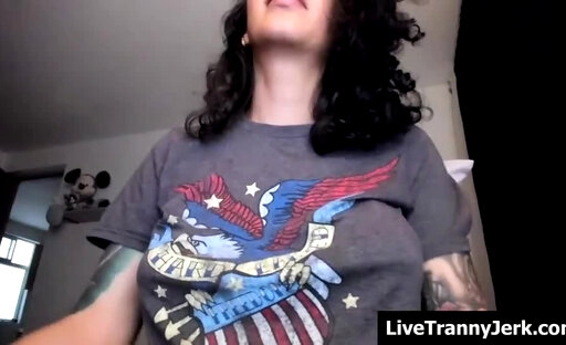 transgender babe gives a handjob on cam