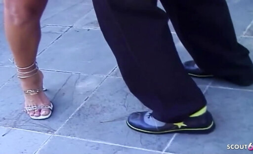 Latino Fucks Blonde Big Tit Shemale on Terrace Anal