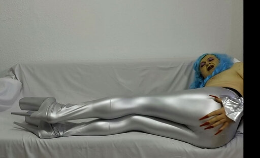 silver leggings and heels
