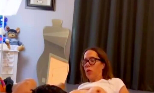 Mature Ts fucks young boi hard on her bed & gives him a warm creampie