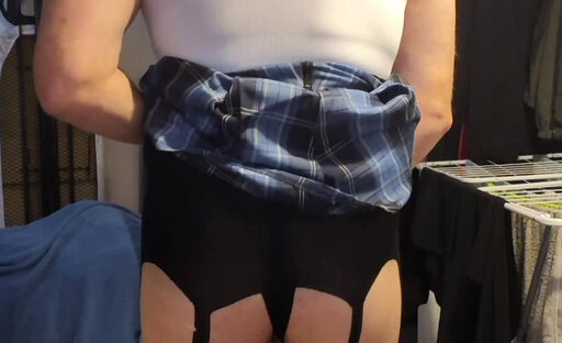 Holly in suspender pantyhose