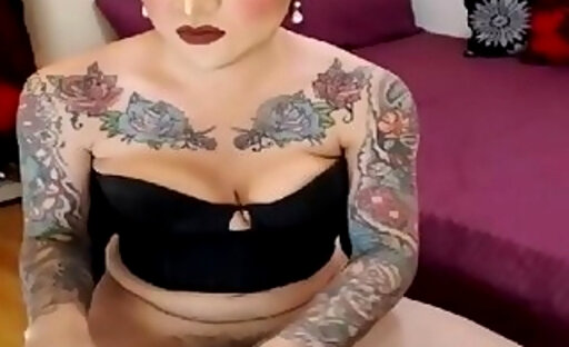 Shemale Tattoed Playing Wild Her Tits