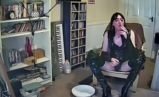 Sexy Goth Smoking in Boots