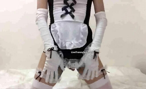 Crossdresser in maid outfit