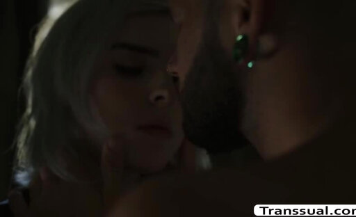 White transbabe Ella Hollywood fucks her man in the hotel room