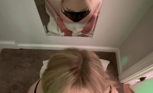 POV Night Sister Trans Femboy Blowjob Sexy Eyes Tongue Feet Ass Cum on Tits