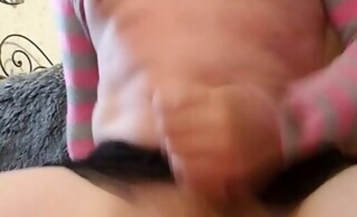 Britney eating her cum riding a dildo pigtails &skirt