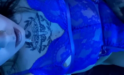 Chubby ts in blue fucked in her big ass