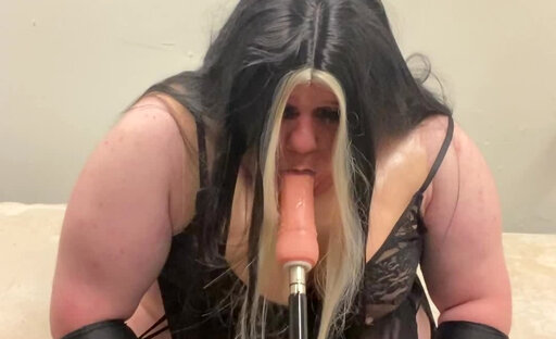 Sissy face fucked by machine