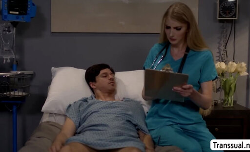 Aroused Trans Woman nurse suck the dick of patient