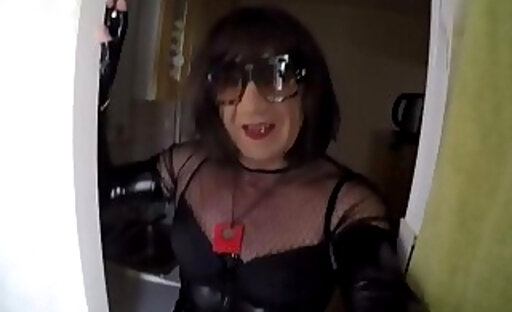 Tranny piss in chastity cage
