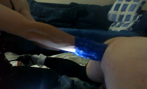 Lingerie CD riding both hands when fisted