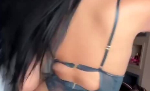 Big boobs shemale teases and masturbates herself solo