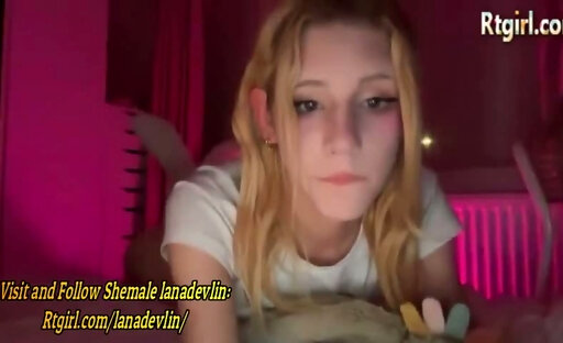 18 yo trans girl tugs her cock on webcam