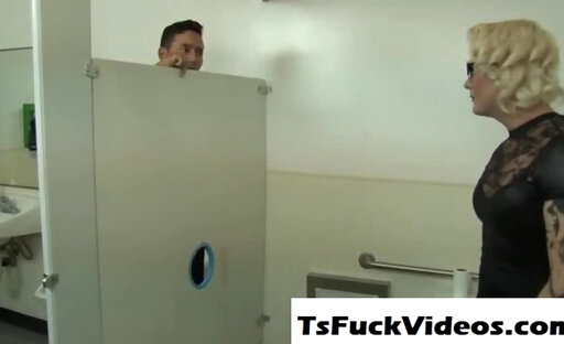 Trans cutie takes on gloryhole dick