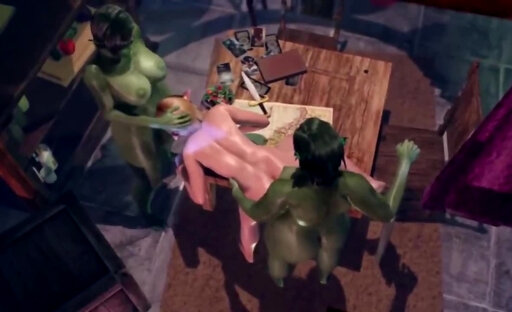 Orcs Futanari and Elf Futa Threesome 3D Animated