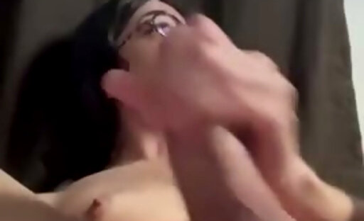 Teen with glasses teases and cums