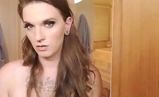 Tranny fucking her bf in the bathroom - pov